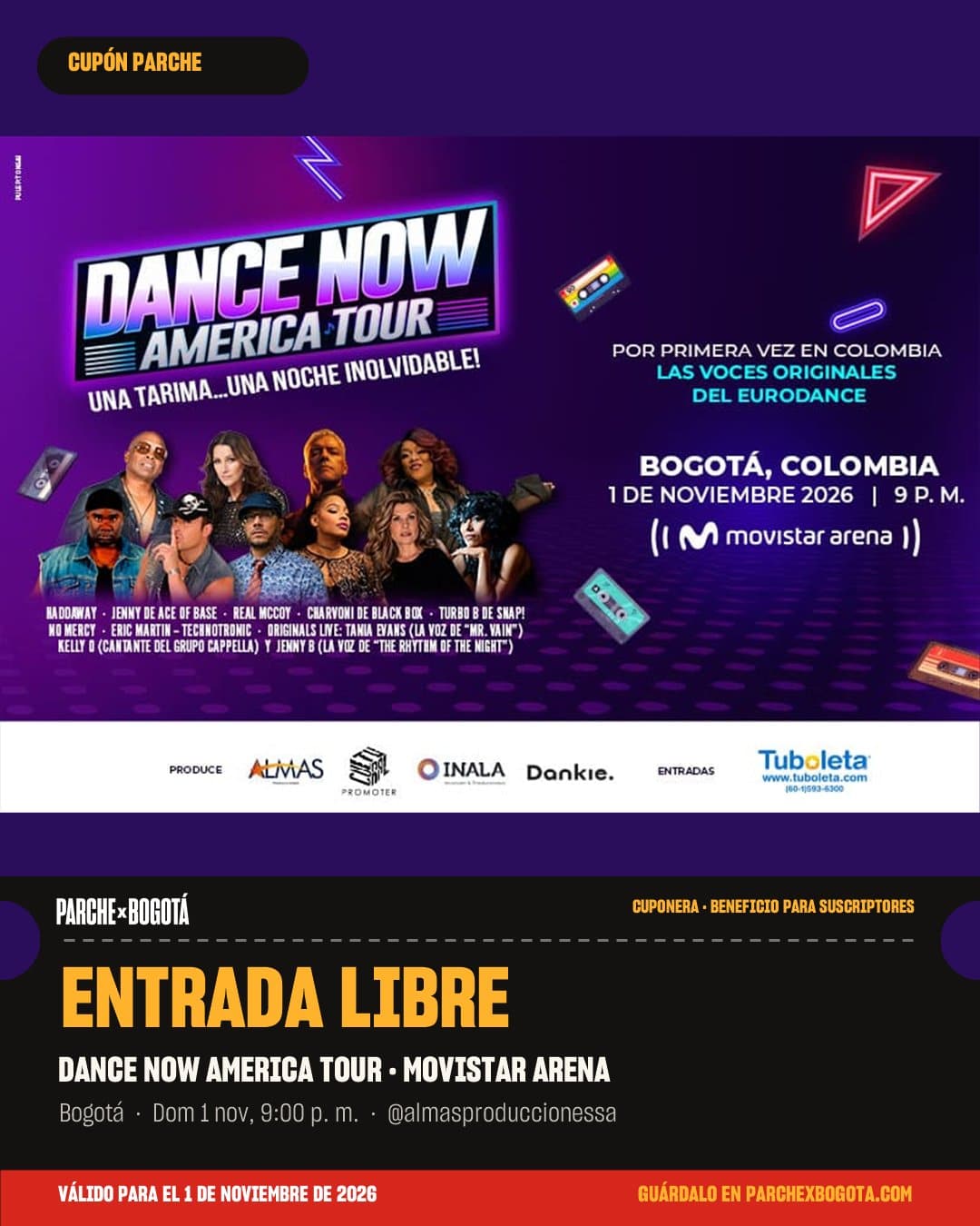 Dance Now America Tour · Bogotá: Entrada libre al evento por ser suscriptor en Movistar Arena