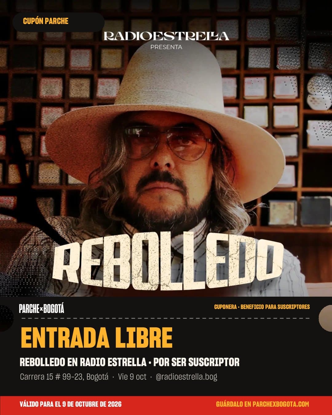 Rebolledo en Radio Estrella: Entrada libre al evento por ser suscriptor en Radio Estrella
