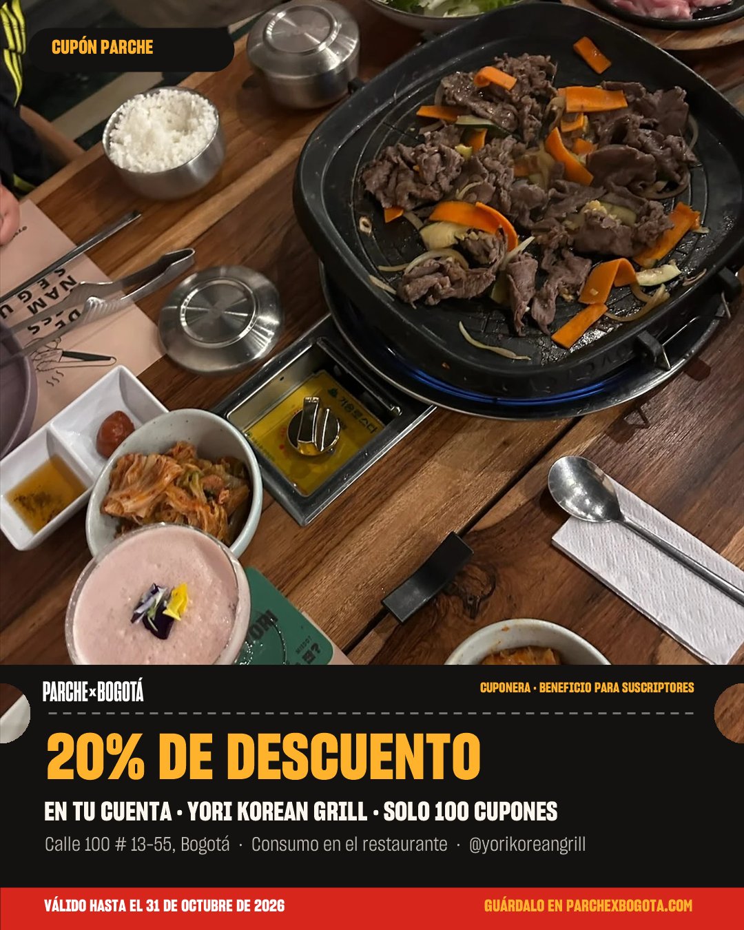 Korean BBQ en YORI: 20% de descuento en tu cuenta en YORI Korean Grill